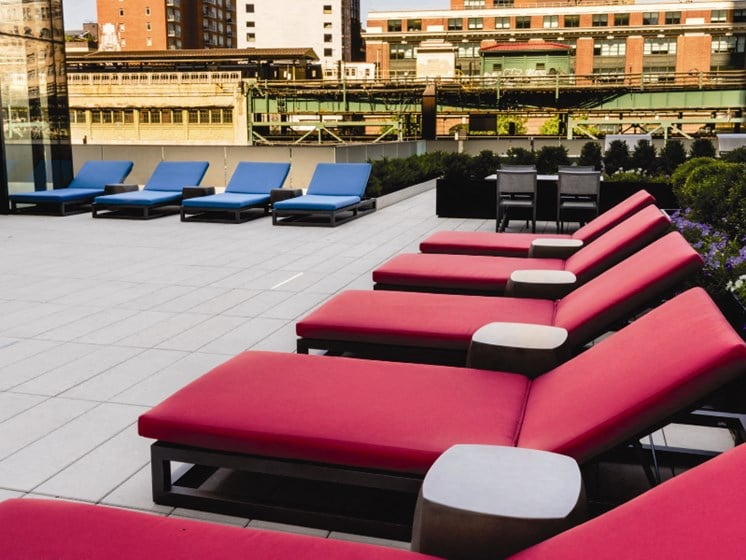Lounge Chairs on the Outdoor Sundeck at Tower 28, Long Island City, 11101